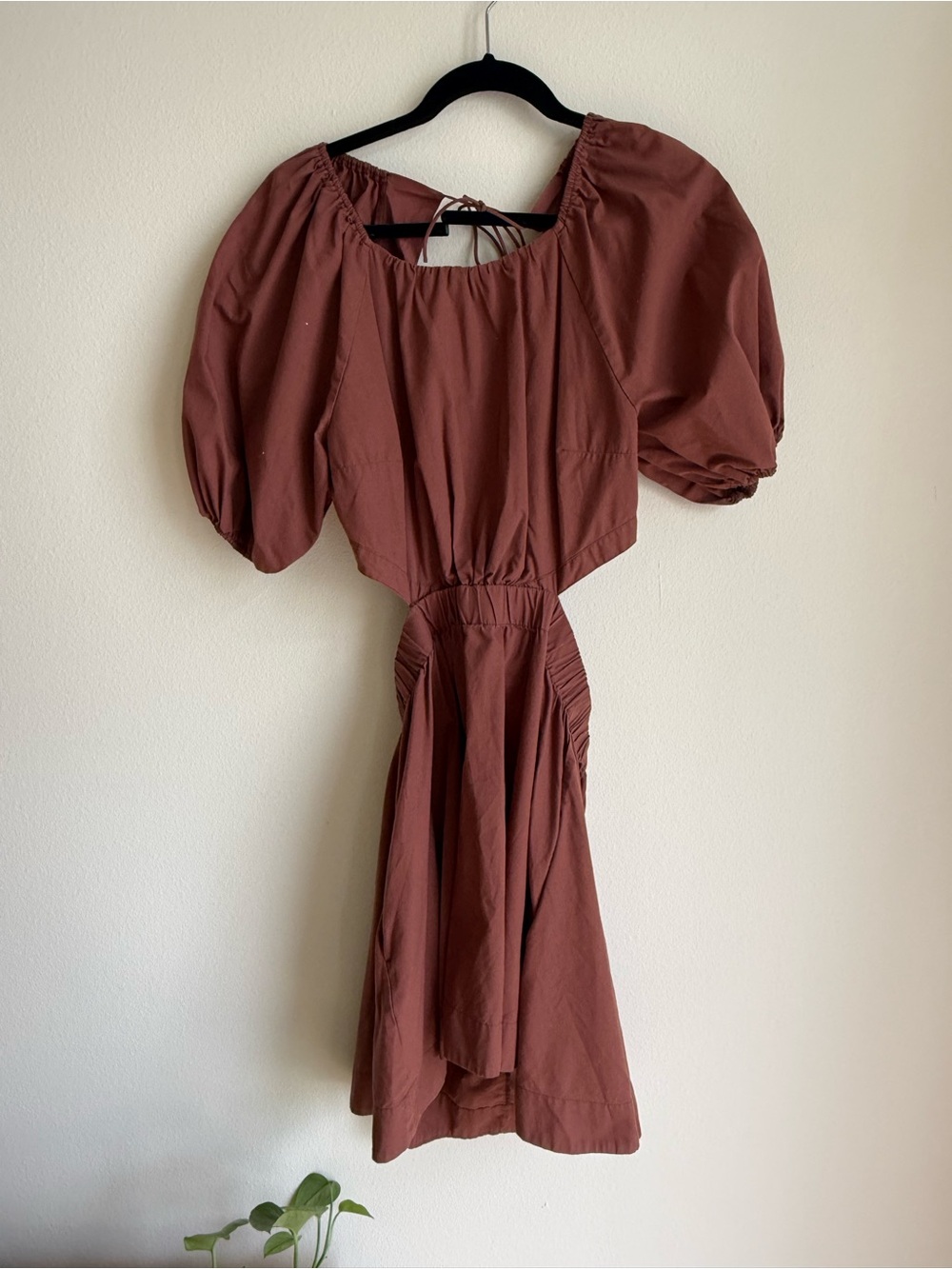 Princess Polly Rust Brown Puff-Sleeve Midi Dress